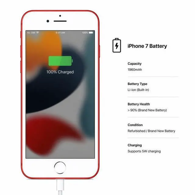 Alt view image 6 of 7 - Refurbished Apple iPhone 7 32GB Red Unlocked Smartphone, 4.7" Retina HD Display, A10 Fusion Chip, iOS Cell Phone