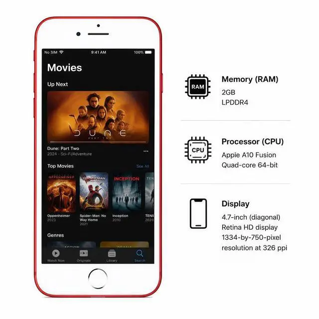 Alt view image 4 of 7 - Refurbished Apple iPhone 7 32GB Red Unlocked Smartphone, 4.7" Retina HD Display, A10 Fusion Chip, iOS Cell Phone