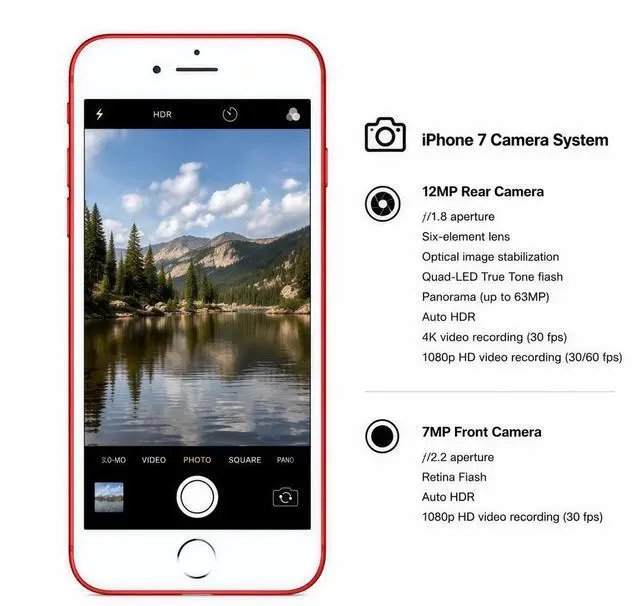 Alt view image 5 of 7 - Refurbished Apple iPhone 7 32GB Red Unlocked Smartphone, 4.7" Retina HD Display, A10 Fusion Chip, iOS Cell Phone