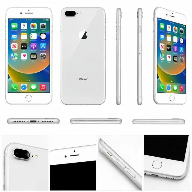 Alt view image 5 of 5 - Refurbished Apple iPhone 8 Plus 64GB Silver Unlocked Smartphone, 5.5" Retina HD Display, A11 Bionic Chip, Dual Camera, iOS Cell Phone