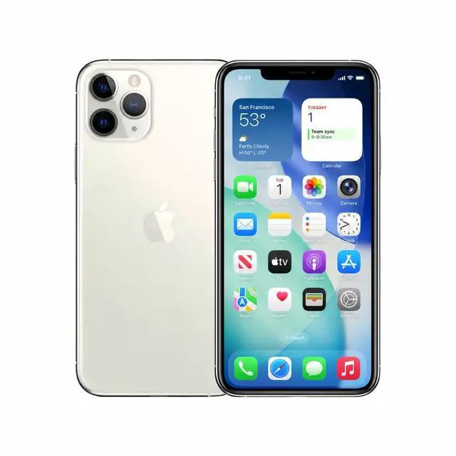 Alt view image 2 of 7 - Apple iPhone 11 Pro Max Unlocked Smartphone 64GB Silver 6.5 Inch Display A13 Bionic Chip 12MP Triple Camera No Contract Single Unit