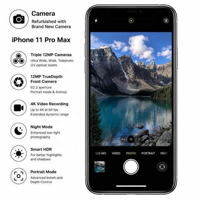 Alt view image 5 of 7 - Apple iPhone 11 Pro Max Unlocked Smartphone 256GB Silver 6.5 Inch Display A13 Bionic Chip 12MP Triple Camera No Contract Single Unit