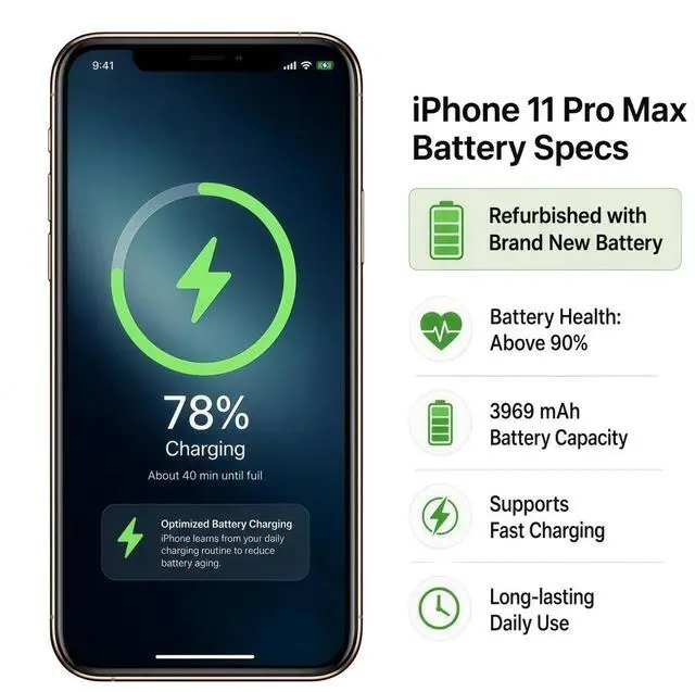 Alt view image 6 of 7 - Apple iPhone 11 Pro Max Unlocked Smartphone 64GB Gold 6.5 Inch Display A13 Bionic Chip 12MP Triple Camera No Contract Single Unit