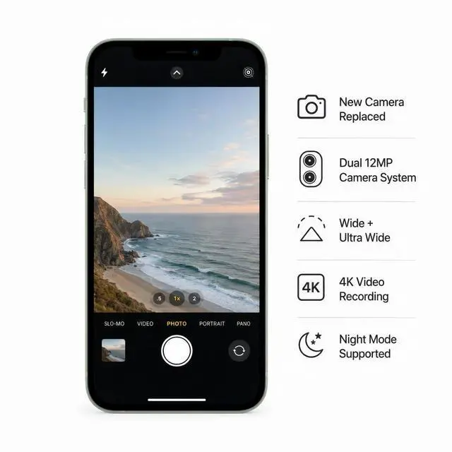 Alt view image 6 of 6 - Apple iPhone 12 Unlocked Smartphone 64GB Green 6.1 Inch Display A14 Bionic Chip 12MP Dual Camera No Contract Single Unit