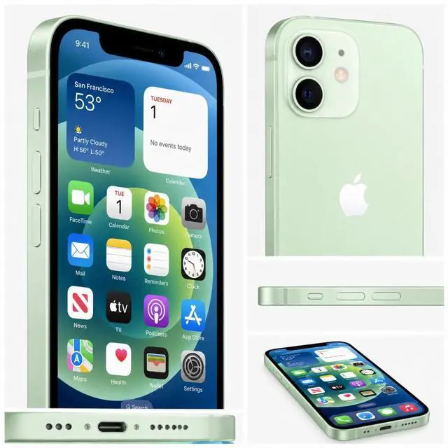 Alt view image 5 of 6 - Apple iPhone 12 Unlocked Smartphone 64GB Green 6.1 Inch Display A14 Bionic Chip 12MP Dual Camera No Contract Single Unit