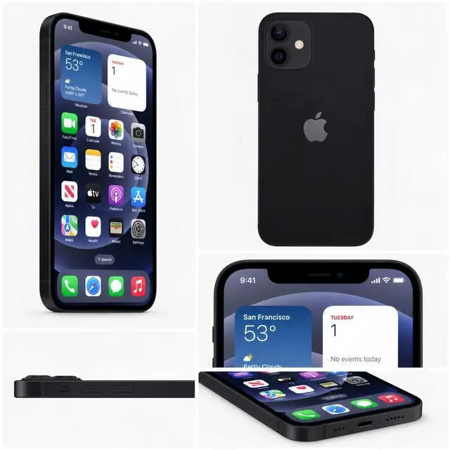 Alt view image 5 of 6 - Apple iPhone 12 Unlocked Smartphone 128GB Black 6.1 Inch Display A14 Bionic Chip 12MP Dual Camera No Contract Single Unit