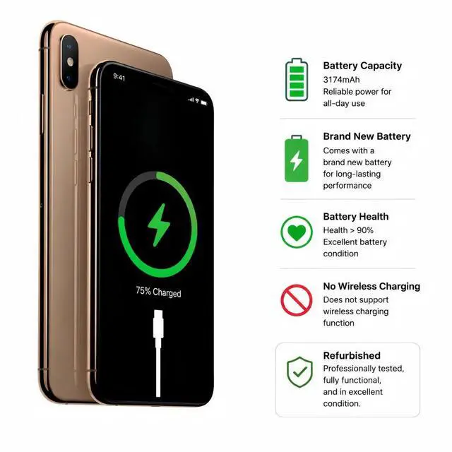Alt view image 6 of 6 - Apple iPhone Xs Max Unlocked Smartphone 64GB Gold 6.5 Inch Display A12 Bionic Chip 12MP Dual Camera No Contract Single Unit