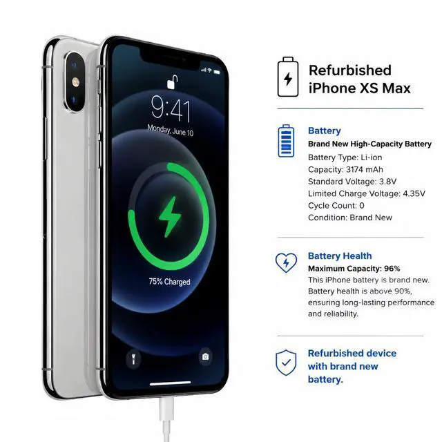 Alt view image 6 of 6 - Apple iPhone Xs Max Unlocked Smartphone 64GB Silver 6.5 Inch Display A12 Bionic Chip 12MP Dual Camera No Contract Single Unit