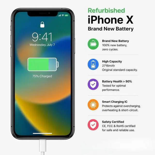 Alt view image 6 of 7 - Refurbished Apple iPhone X 256GB Space Gray Unlocked Smartphone, 5.8" Super Retina OLED Display, A11 Bionic Chip, Face ID, iOS Cell Phone