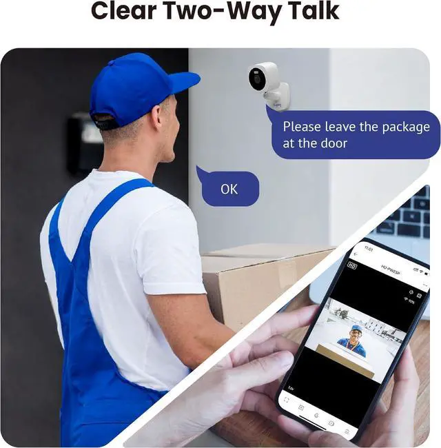 Alt view image 6 of 7 - Hugolog 3K 5MP Outdoor Indoor Security Cameras for Home Security, Home Camera with Starlight Color Night Vision,Built-in Spotlight,Motion Detection,2-Way Talk,US Cloud & Local Storage,Works with Alexa