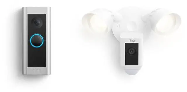 Alt view image 2 of 7 - Ring Wired Doorbell Pro (Video Doorbell Pro 2) with Ring Floodlight Cam Wired (White)