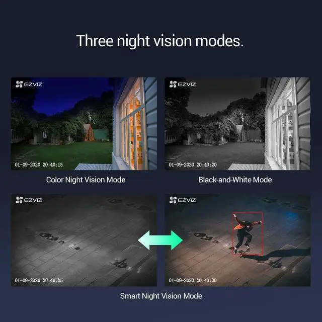 Alt view image 5 of 7 - EZVIZ 360° Security Camera Outdoor, WiFi Camera for Home Security, Surveillance Camera, No Subscription with Motion Detection, Color Night Vision, Audio Pick-up, Waterproof, Alexa/Google, 256GB| C8C