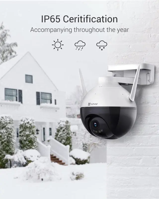 Alt view image 6 of 7 - EZVIZ 360° Security Camera Outdoor, WiFi Camera for Home Security, Surveillance Camera, No Subscription with Motion Detection, Color Night Vision, Audio Pick-up, Waterproof, Alexa/Google, 256GB| C8C