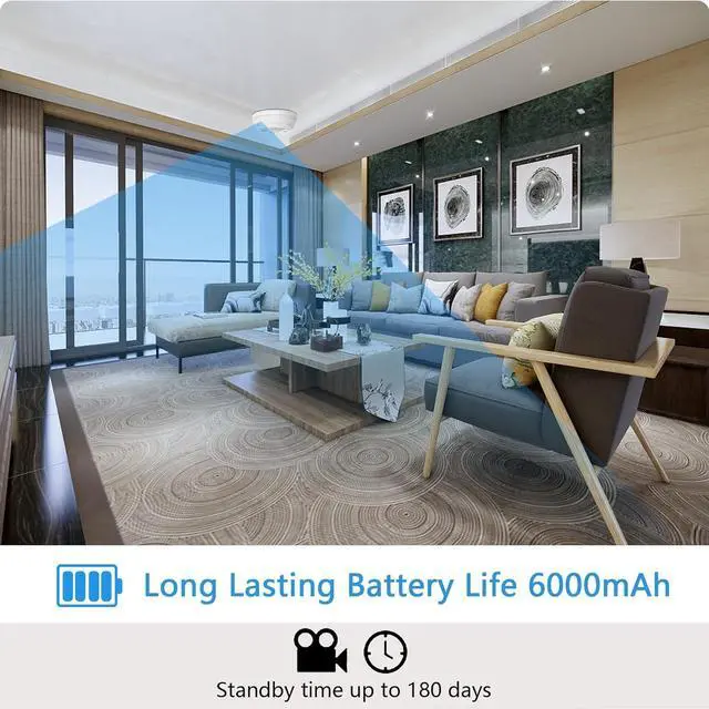 Alt view image 3 of 7 - Smoke Detector Camera - Security Indoor Camera Mini 200 Days Standby 1080P WiFi HD Night Vision PIR Motion Detection Wireless Small Nanny Cam