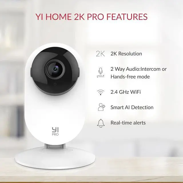 Alt view image 2 of 7 - YI Pro 2K 3PC Home Security Camera, 2.4GHz Indoor Cameras for Home Security with Person, Vehicle, Animal Smart Detection, Phone App for Baby, Pet, Dog Monitoring, Works with Alexa and Google Assistant