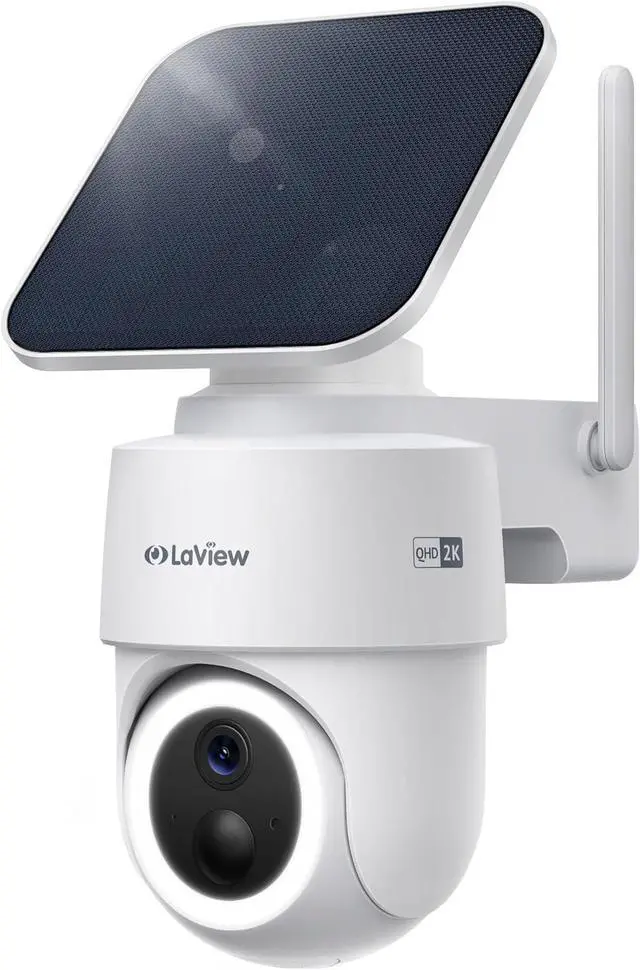 Main image of LaView 2K 3MP Solar Security Cameras Wireless Outdoor, Cameras for Home Security, 360° Pan & Tilt Rechargeable Battery Camera, IP65 Outdoor Camera, Color Night Vision, Two-Way Audio, Work with Alexa