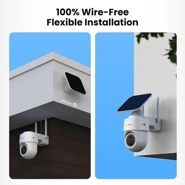 Alt view image 5 of 7 - LaView 2K 3MP Solar Security Cameras Wireless Outdoor, Cameras for Home Security, 360° Pan & Tilt Rechargeable Battery Camera, IP65 Outdoor Camera, Color Night Vision, Two-Way Audio, Work with Alexa