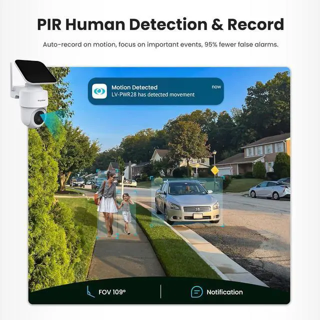 Alt view image 6 of 7 - LaView 2K 3MP Solar Security Cameras Wireless Outdoor, Cameras for Home Security, 360° Pan & Tilt Rechargeable Battery Camera, IP65 Outdoor Camera, Color Night Vision, Two-Way Audio, Work with Alexa