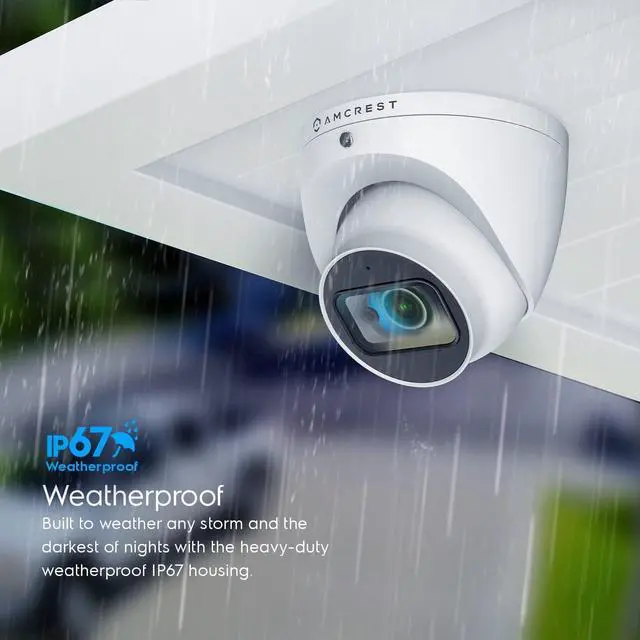 Alt view image 5 of 6 - Amcrest Analog 4K Outdoor Security Camera, Turret 8MP @15fps CCTV-Coax-BNC Camera, 65ft Night Vision, 125° Angle, Built-in Mic, White (AMC4KDM28-W-V3), (Not an IP Camera) DVR Required, Not Included