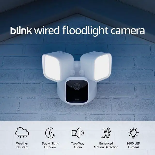 Main image of Blink Wired Floodlight Camera - Smart security camera, 2600 lumens, HD live view, enhanced motion detection, built-in siren, Works with Alexa  1 camera (White)