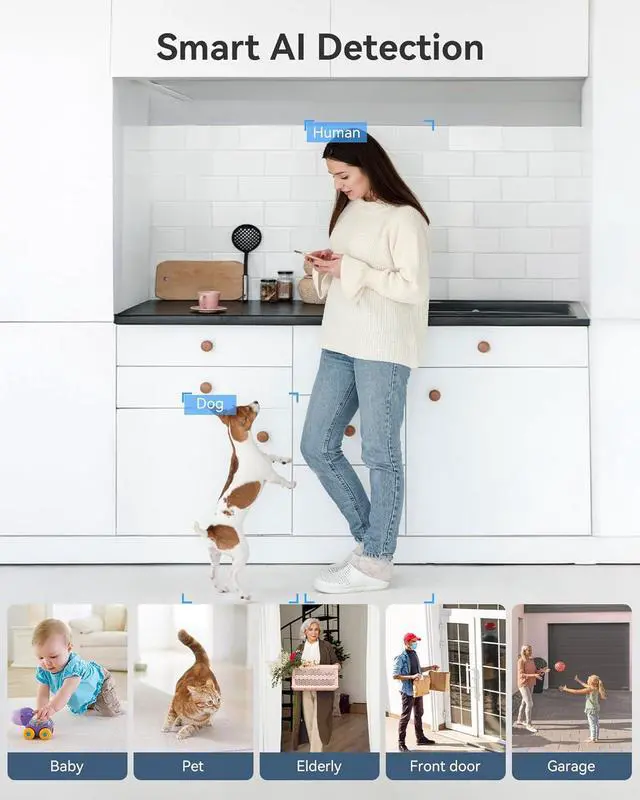 Alt view image 4 of 7 - FOSCAM 3K 5MP Security Camera Indoor, 2.4g & 5g WiFi Magnetic Mini Dog/Cat/Pet/Baby Camera, Smart Motion Detection, 20X Zoom, 2-Way Audio, Night Vision, Home Monitor Compatible with Alexa & Google