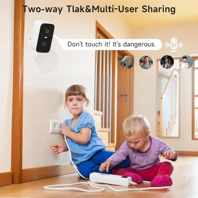 Alt view image 6 of 7 - Rraycom 4Pc Security Cameras Wireless Outdoor,2K Battery Powered AI Motion Detection Spotlight Siren Alarm Surveillance Indoor Home Camera, Color Night Vision, 2-Way Talk, Waterproof, Works/Alexa