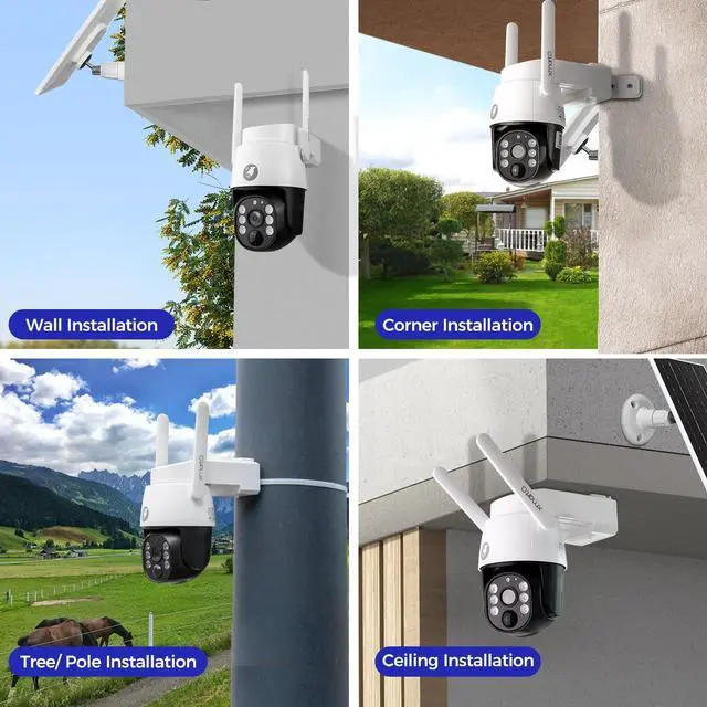Alt view image 4 of 7 - xmartO 10CH 4MP QHD PTZ Solar Wireless Security Camera System, 6*WiFi 6 5G Dual Band Solar Battery PTZ CAM, Wire-Free Easy Installation,10CH 4K Long Range WiFi 6 Surveillance DVR NVR Kit
