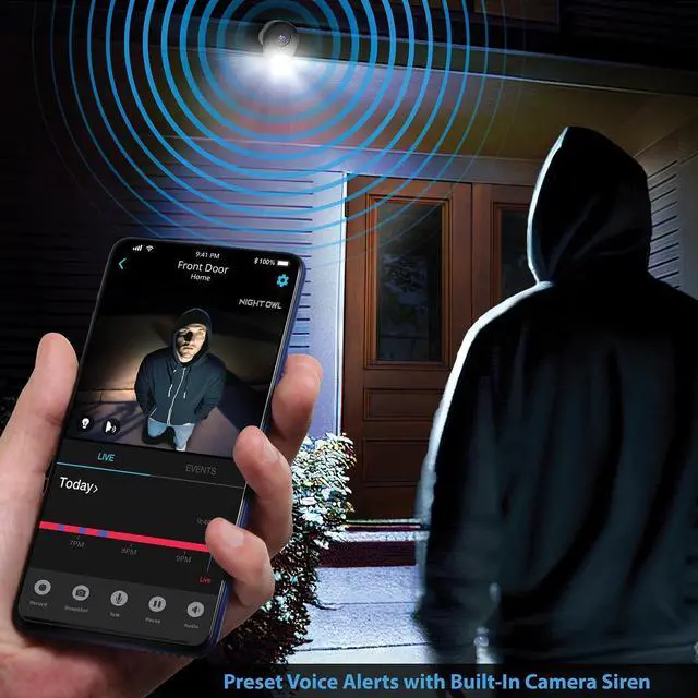 Alt view image 7 of 7 - Night Owl Plug-in Wireless 2K HD Indoor/Outdoor Deterrence Camera with 2-Way Audio (2 Camera)