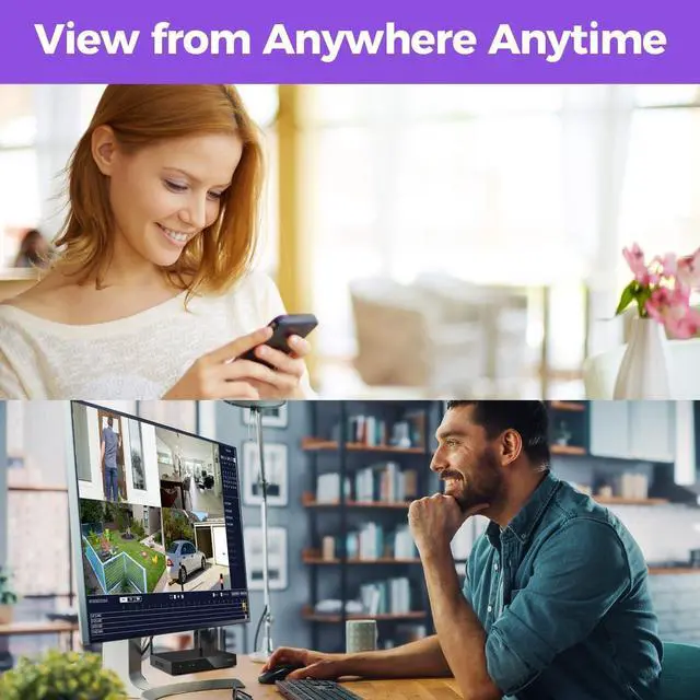 Alt view image 2 of 7 - XMARTO WYS3084-1TB WiFi PTZ Security Camera System 4-Pack + 4pcs BC4-SP Wire-Free Solar Security Cameras Bundle