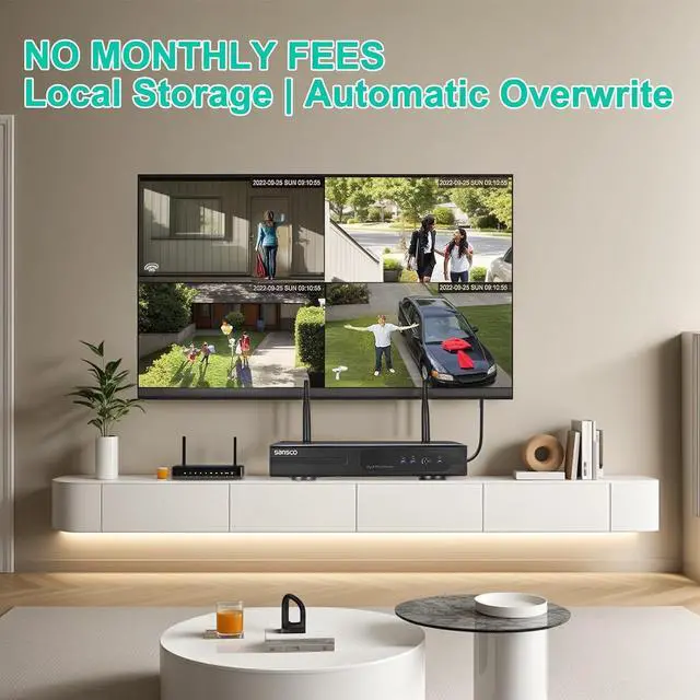 Alt view image 6 of 7 - SANSCO 2K Wire-Free Solar Battery Powered Security Camera System, 10 Channel NVR Recorder with 500GB Hard Drive, (4) 4MP Outdoor WiFi Pan Tilt Zoom Camera with Solar Panel, 2 Way Audio, Remote Access