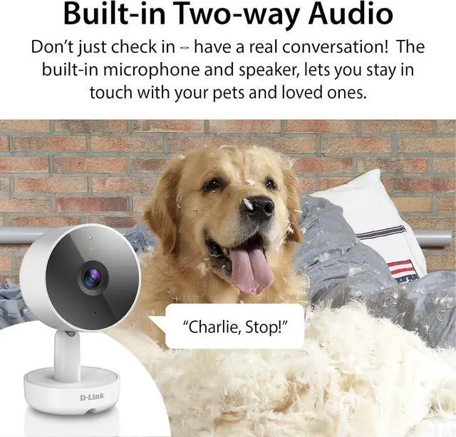 Alt view image 3 of 7 - D-Link mydlink 2K (1440p) Indoor WiFi Camera, 2K Resolution, Night Vision, AI Person Detection, 2-Way Audio, SD/Cloud Recording, Alexa, Google Assistant (DCS-8350LH)