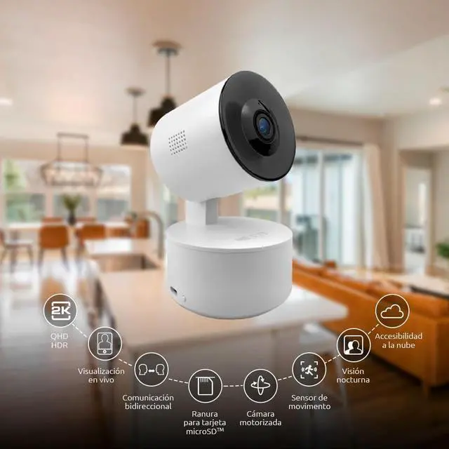 Alt view image 3 of 7 - Nexxt Solutions Smart Wi-Fi Indoor Pan and Tilt Camera - 2K HD, Motion Detection, Night Vision, Two-Way Audio, Remote Access Alexa & Google Home Compatible | Camara de Seguridad