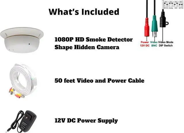 Alt view image 2 of 7 - Evertech HD 1080P Nanny Covert Hidden Security Camera with Power Supply and Video Power Cable Set