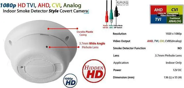 Alt view image 5 of 7 - Evertech HD 1080P Nanny Covert Hidden Security Camera with Power Supply and Video Power Cable Set