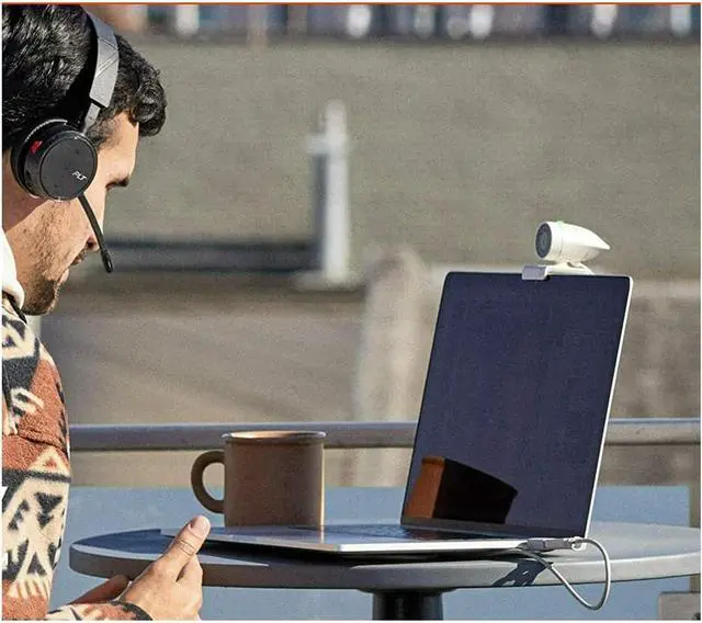 Alt view image 4 of 4 - Plantronics Poly - Studio P5 Webcam with Voyager 4220 UC Headset Kit Polycom - 1080p HD Professional Video Conferencing Camera & Stereo Bluetooth Wireless Headset - Certified for Zoom & Teams