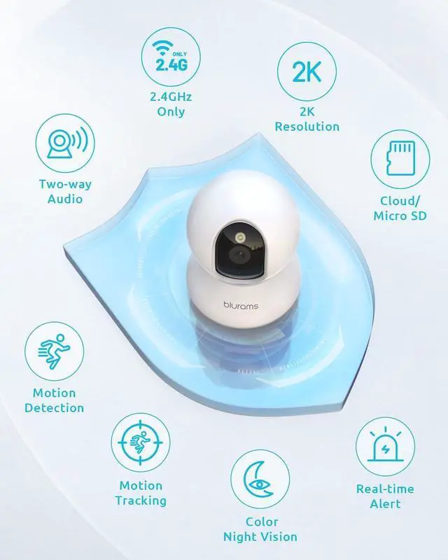 Alt view image 2 of 7 - blurams Indoor & Outdoor Bundle Set, Cameras for Home Security with AI Motion Detection,2-Way Talk, Color/IR Night Vision, Compatible with Alexa