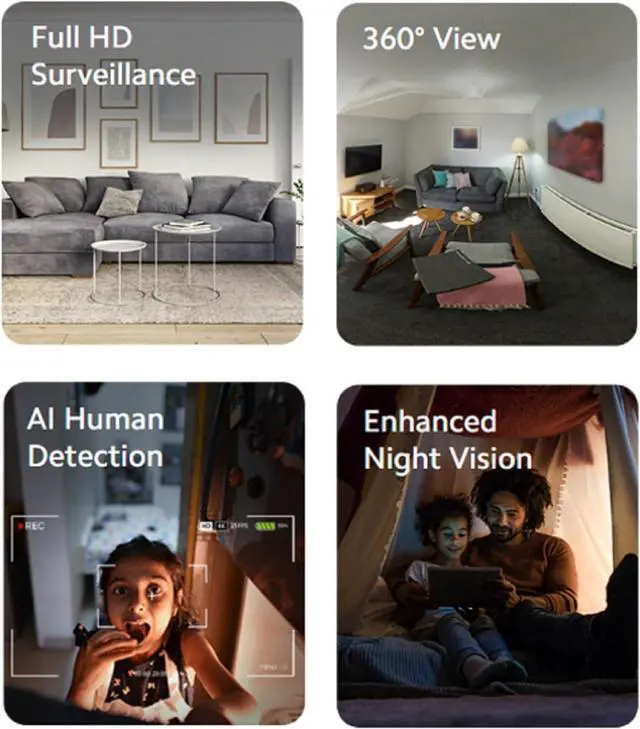Alt view image 4 of 7 - Xiaomi Mi 360° Home Security Camera 1080p, 360° Panoramic View, Full Protection 1080p, High Definition, Infrared Night Vision, AI Human Detection, White