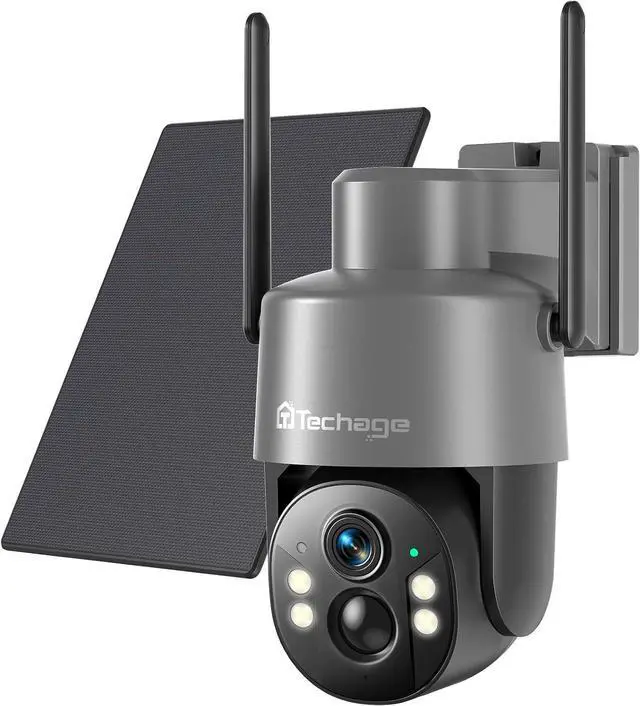 Main image of Techage 4G LTE Cellular Solar Security Camera Wireless Outdoor, 2.5K NO WiFi Security Camera with Color Night Vision, 360° PTZ Live View, PIR Motion Detection, 2 Way Talk, 64GB Card Built-in SIM Card