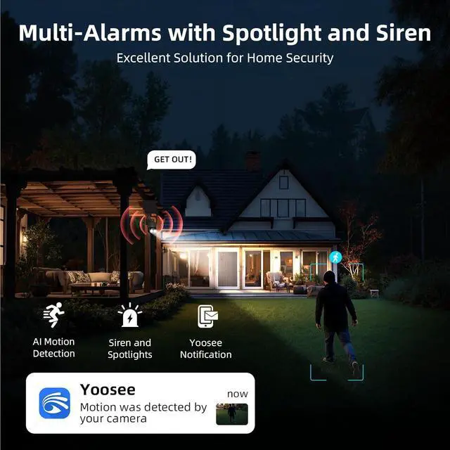 Alt view image 6 of 7 - Techage 4G LTE Cellular Solar Security Camera Wireless Outdoor, 2.5K NO WiFi Security Camera with Color Night Vision, 360° PTZ Live View, PIR Motion Detection, 2 Way Talk, 64GB Card Built-in SIM Card