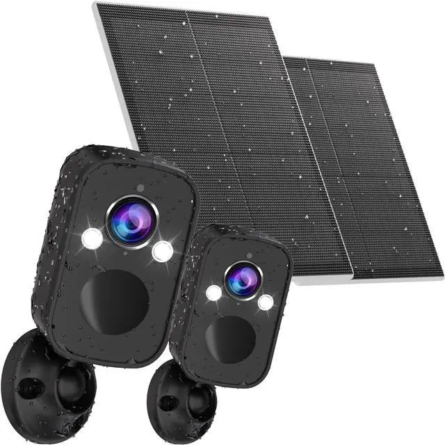 Main image of Rraycom 5MP Security Cameras Wireless Outdoor with Solar Panel, 2PC Outdoor Camera Wireless with 130° FOV, Full-Color Night Vision, Spotlight Siren Alarm, 2-Way Audio, Cloud/SD, w/Alexa