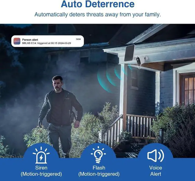 Alt view image 4 of 7 - IMILAB Wireless Outdoor Camera with Hub: 2.5K QHD Battery Camera System with 150° View, 90 Days Battery Life or Forever Solar Powered, Spotlight Security WiFi Camera, Local/Cloud Storage (EC4 Set)