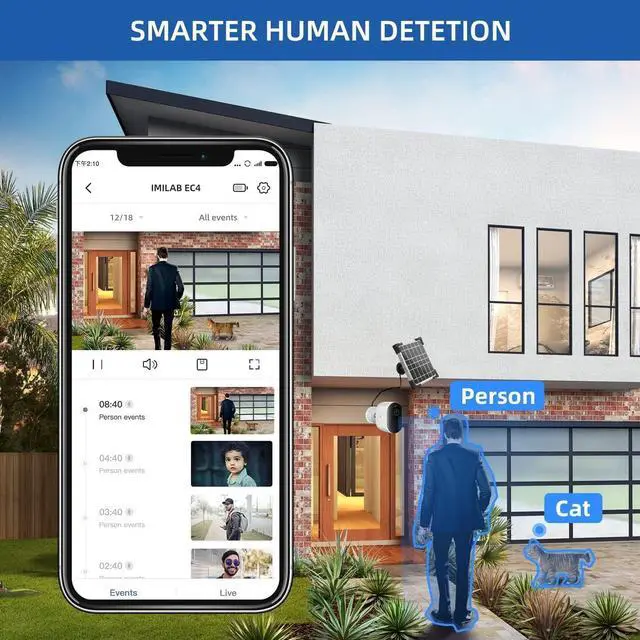 Alt view image 6 of 7 - IMILAB Wireless Outdoor Camera with Hub: 2.5K QHD Battery Camera System with 150° View, 90 Days Battery Life or Forever Solar Powered, Spotlight Security WiFi Camera, Local/Cloud Storage (EC4 Set)