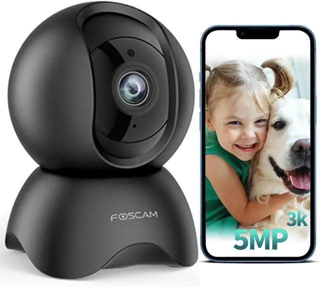 Main image of FOSCAM 3K 5MP WiFi Pet Cameras for Home Security, 2.4GHz Indoor Camera Baby Monitor with 360° Pan Tilt, 2-Way Audio, 20X Digital Zoom, Night Vision, AI Human Detection, Cloud & SD Card Storage