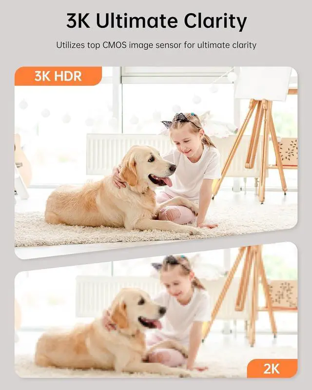 Alt view image 2 of 7 - FOSCAM 3K 5MP WiFi Pet Cameras for Home Security, 2.4GHz Indoor Camera Baby Monitor with 360° Pan Tilt, 2-Way Audio, 20X Digital Zoom, Night Vision, AI Human Detection, Cloud & SD Card Storage