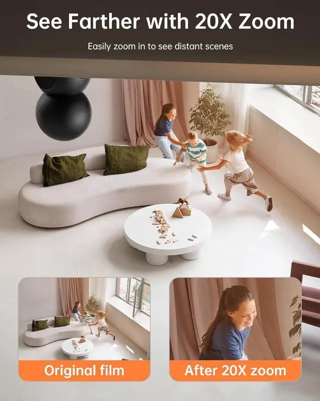 Alt view image 3 of 7 - FOSCAM 3K 5MP WiFi Pet Cameras for Home Security, 2.4GHz Indoor Camera Baby Monitor with 360° Pan Tilt, 2-Way Audio, 20X Digital Zoom, Night Vision, AI Human Detection, Cloud & SD Card Storage