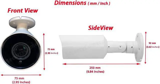 Alt view image 7 of 7 - Evertech 1080P HD Bullet Security Camera Day Night Vision Outdoor Indoor 2.8-12 mm Manual Zoom Compatible w/AHD TVI CVI and Traditional Analog DVRs