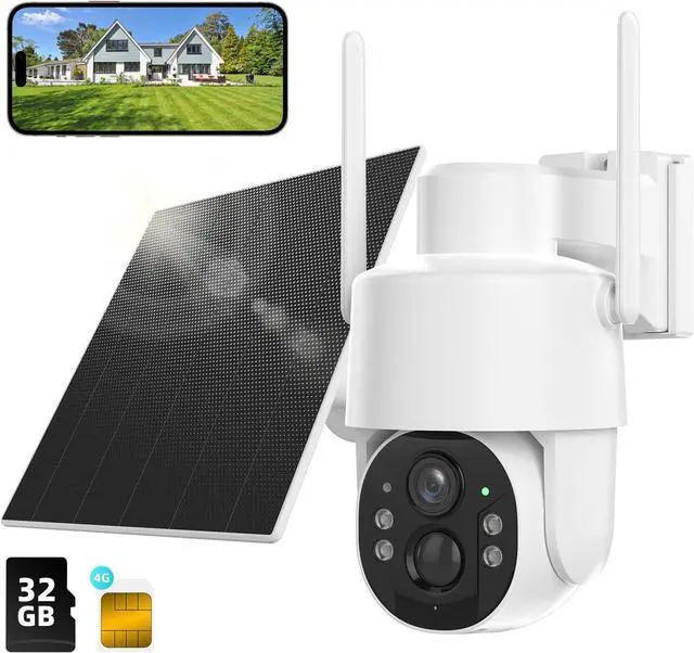 Main image of 4G LTE Cellular No Wifi Security Cameras Outdoor, Solar Powered Wireless 4MP Cellular Security Camera, SD/Cloud Storage, PIR Motion Detection, Color Night Vision, 2 Ways Talk, Built in SIM Card