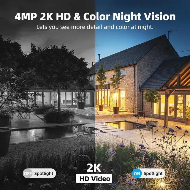 Alt view image 4 of 7 - 4G LTE Cellular No Wifi Security Cameras Outdoor, Solar Powered Wireless 4MP Cellular Security Camera, SD/Cloud Storage, PIR Motion Detection, Color Night Vision, 2 Ways Talk, Built in SIM Card
