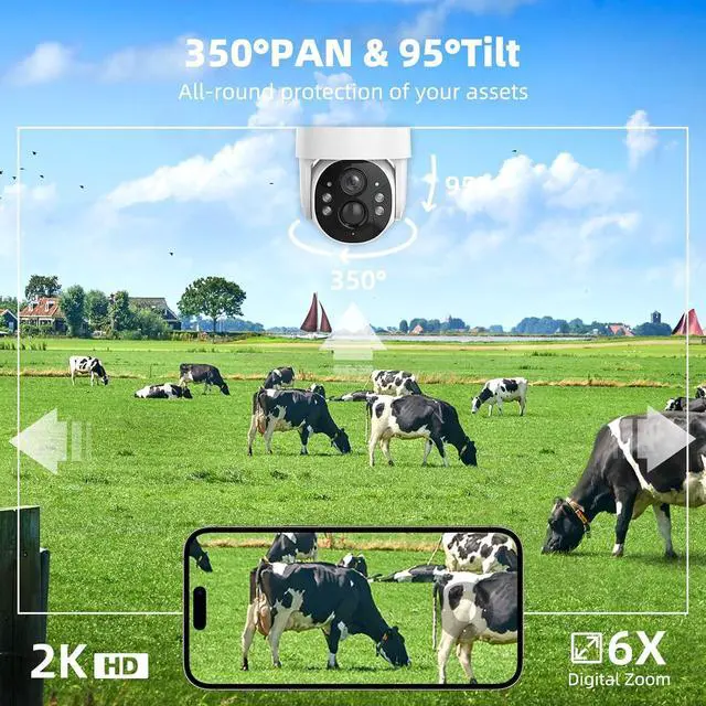 Alt view image 5 of 7 - 4G LTE Cellular No Wifi Security Cameras Outdoor, Solar Powered Wireless 4MP Cellular Security Camera, SD/Cloud Storage, PIR Motion Detection, Color Night Vision, 2 Ways Talk, Built in SIM Card