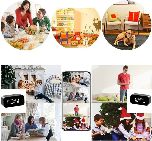 Alt view image 4 of 7 - Clock Camera - Security Camera - Indoor Full HD Mini 1080P WiFi Wireless Motion Detection Night Vision Real Time Watch Live Video Nanny Cam